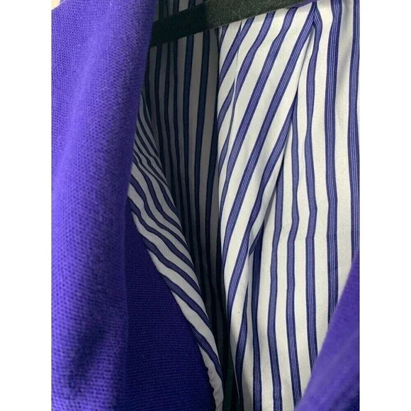 Chicos Women Size 2/Large Blue/ Purple Jacket Stripes Cotton Double Button - Picture 7 of 9